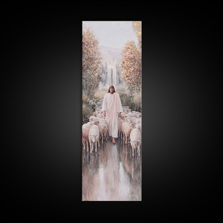 Grace Beside Still Waters, Framed Canvas Print, Tall Skinny Art Print, Jesus Art Print, Christian Wall Art, Christian Art Print, Unique Chr