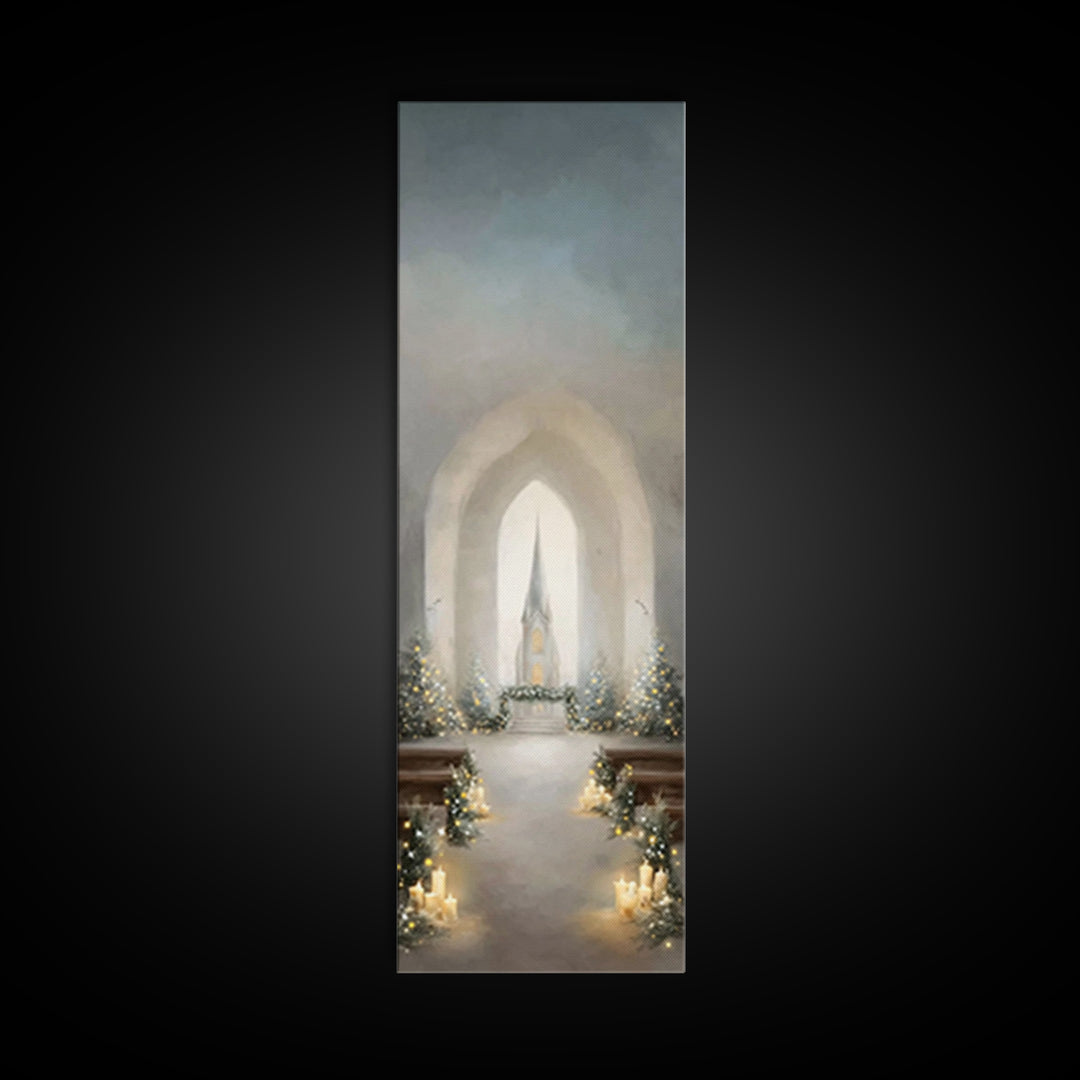 Starry Chapel Peace – Framed Canvas Print – Tall Skinny Art Print – Christian Art Canvas – Christmas Wall Art – Christian Wall Art – Christ