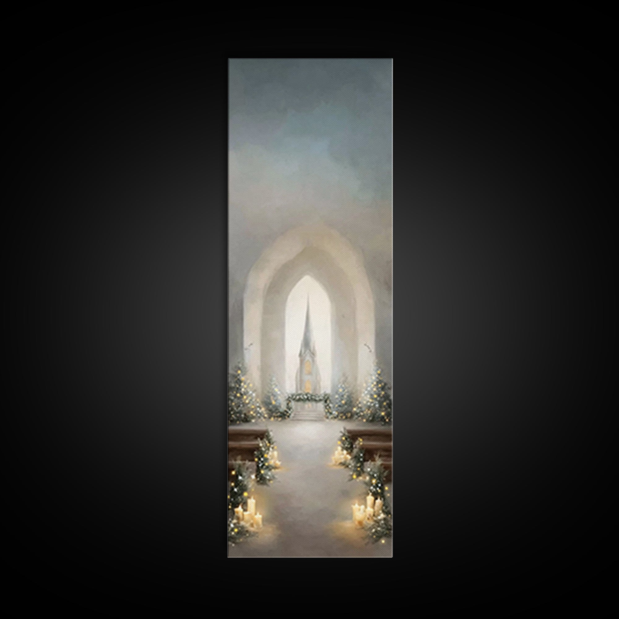 Starry Chapel Peace – Framed Canvas Print – Tall Skinny Art Print – Christian Art Canvas – Christmas Wall Art – Christian Wall Art – Christ