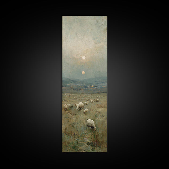 Bethlehem Pastures – Framed Canvas Print – Christian Art Print – Christmas Wall Art – Christian Art Canvas – Narrow Art – Christian Christm