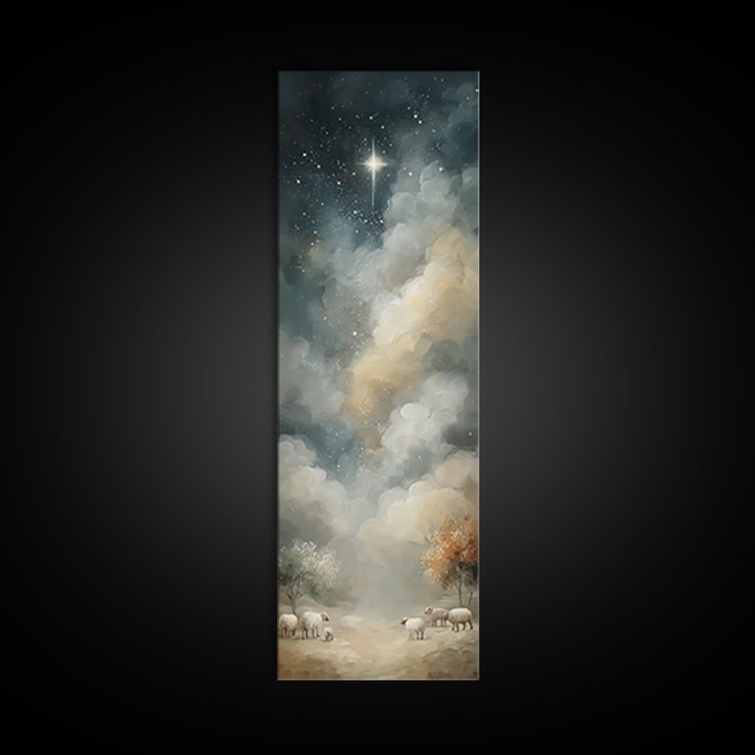 Night Of Wonder – Framed Canvas Print – Christian Art Canvas – Christian Wall Art – Vintage Christmas Art – Tall Narrow Wall Art – Christia