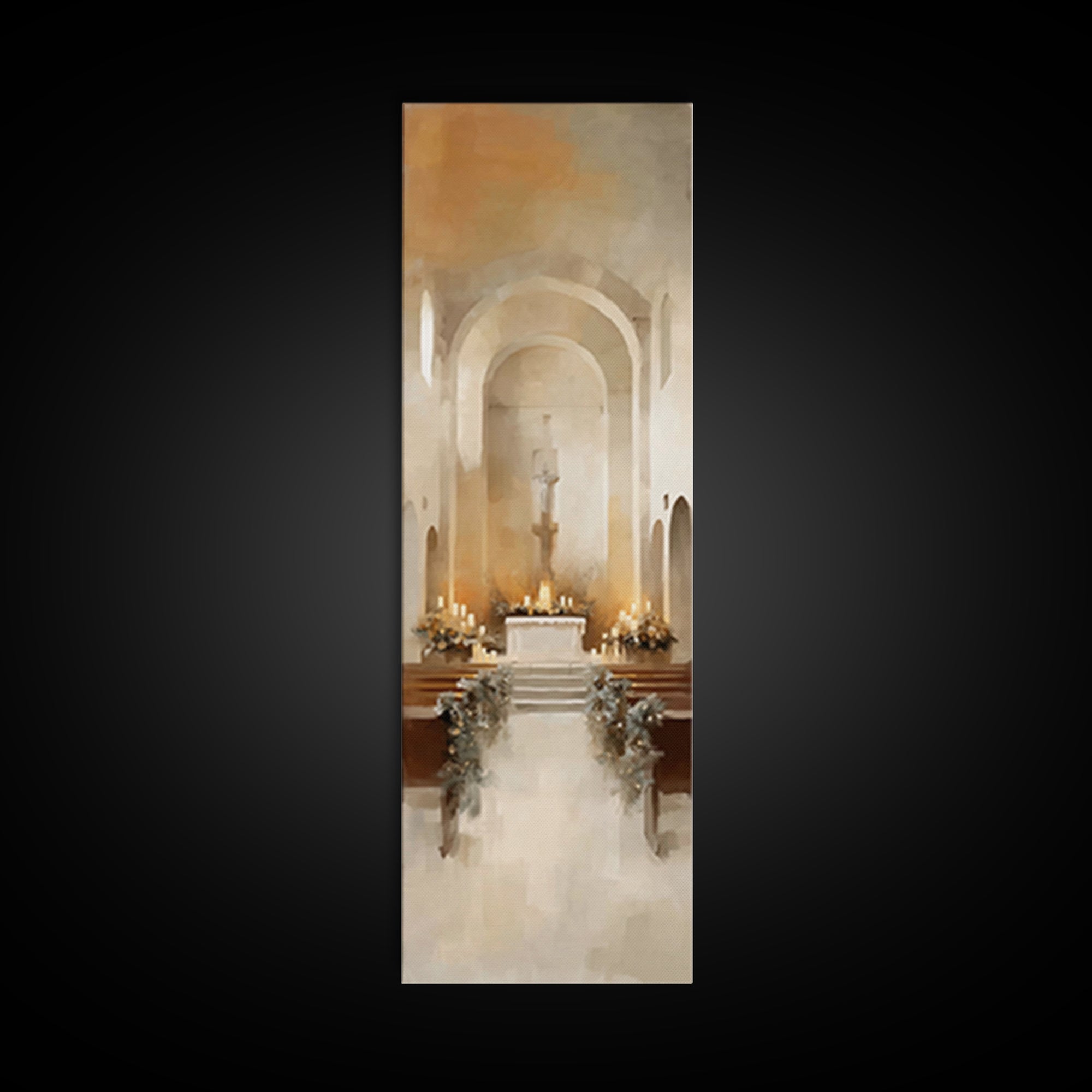 Winter Chapel Blessing – Framed Canvas Print – Tall Narrow Wall Art – Christian Art Print – Christmas Art – Christian Christmas Decor – Chr