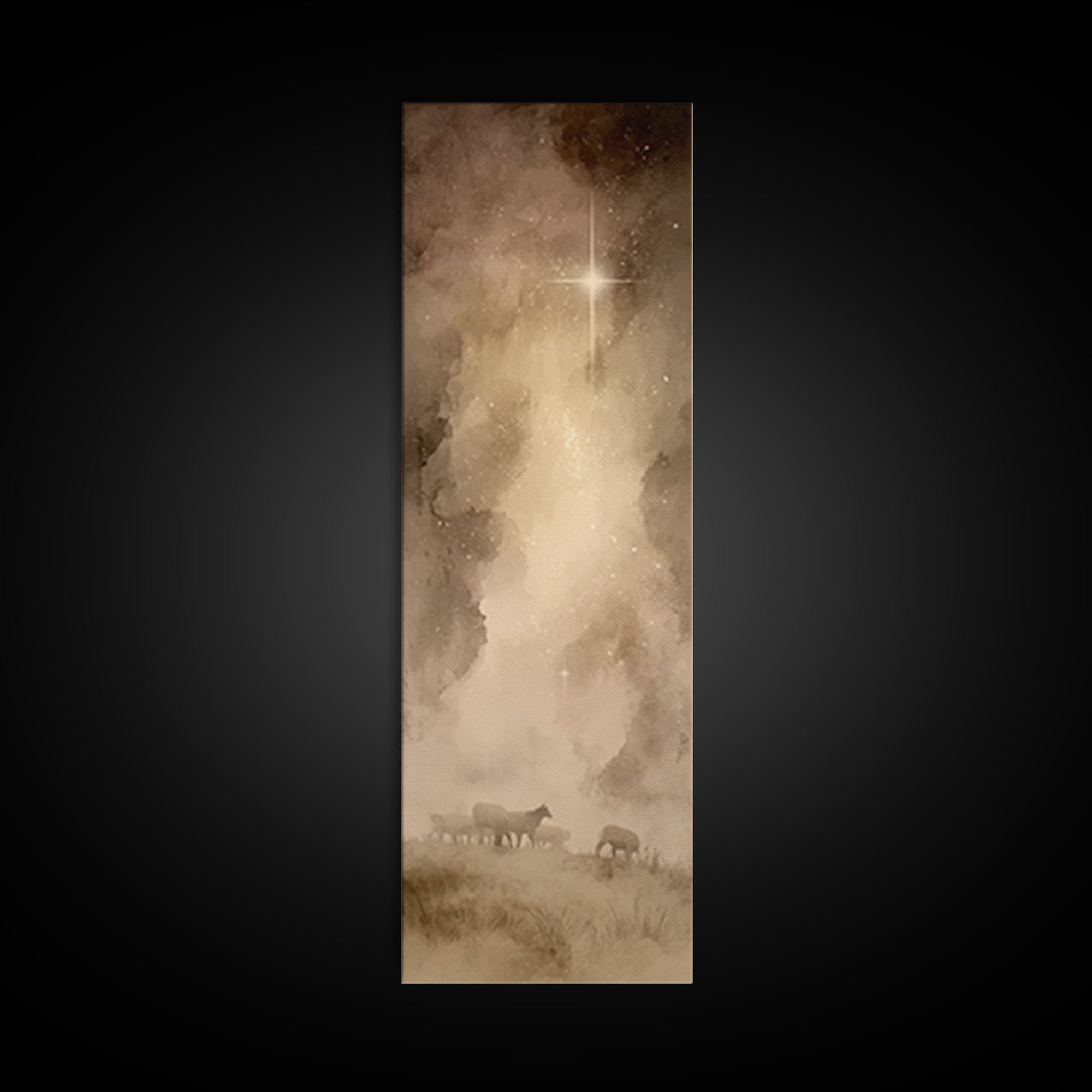 Divine Star Glow – Framed Canvas Print – Christian Art Print – Christmas Art – Christian Wall Art – Tall Skinny Art Print – Christian Chris