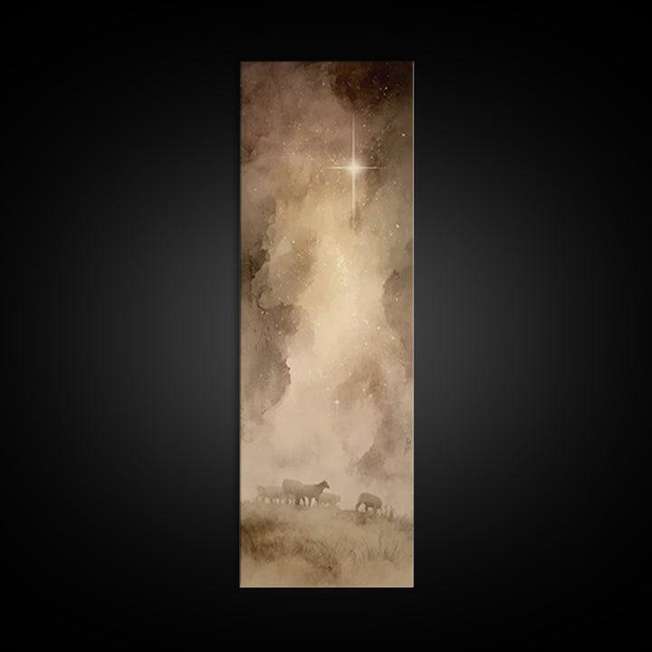 Divine Star Glow – Framed Canvas Print – Christian Art Print – Christmas Art – Christian Wall Art – Tall Skinny Art Print – Christian Chris