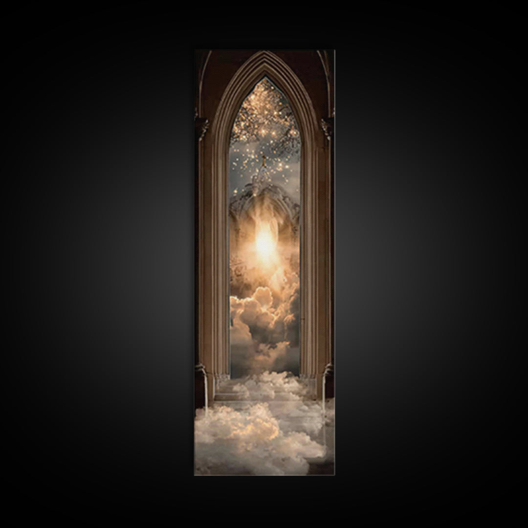 Heaven’s Holy Gate – Framed Canvas Print – Christian Wall Art – Christian Art Canvas – Modern Christian Art – Skinny Art – Christian Painti