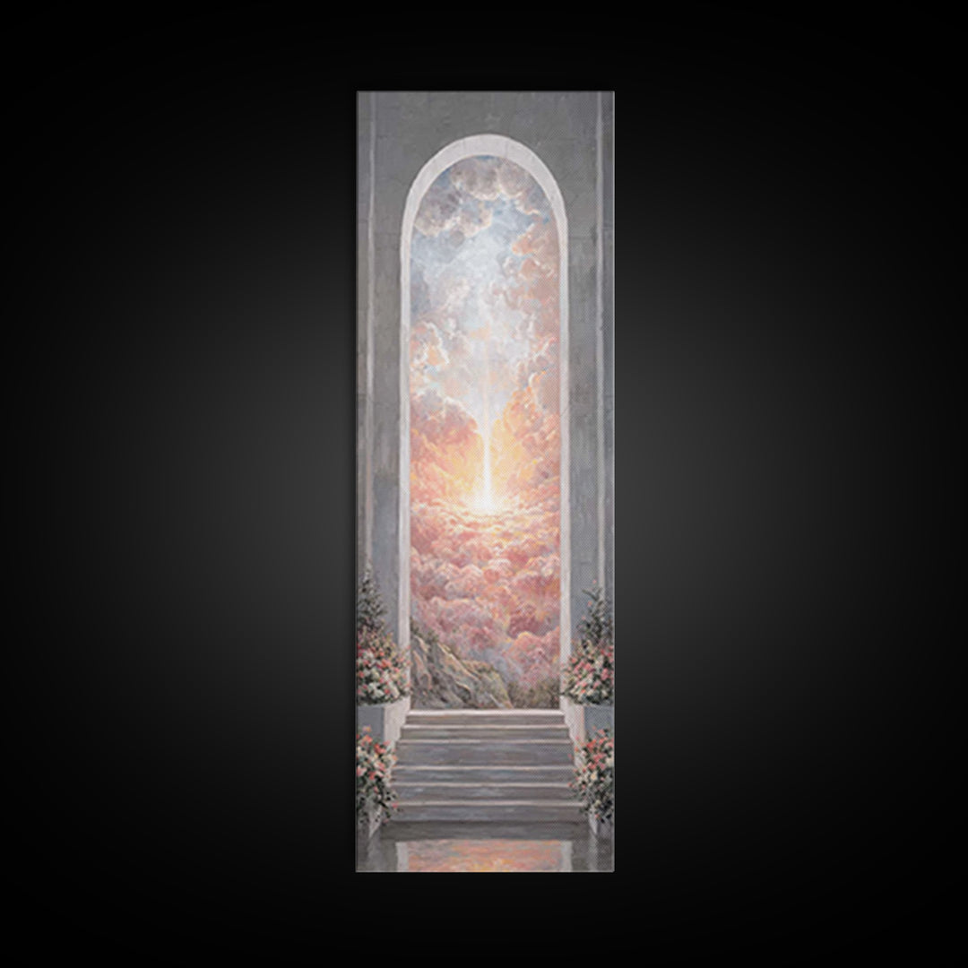Heaven’s Rose Dawn – Framed Canvas Print – Christian Wall Art – Christian Art Canvas – Modern Christian Art – Narrow Art – Christian Painti