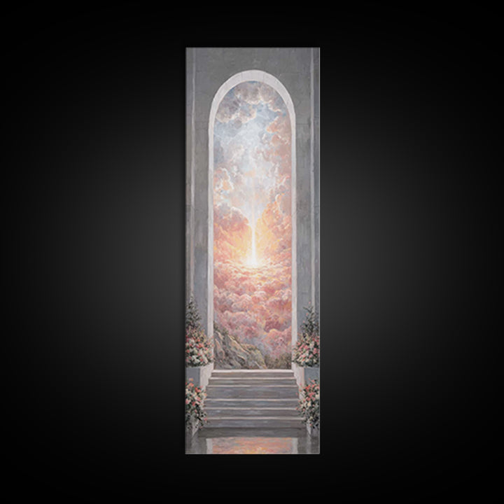 Heaven’s Rose Dawn – Framed Canvas Print – Christian Wall Art – Christian Art Canvas – Modern Christian Art – Narrow Art – Christian Painti