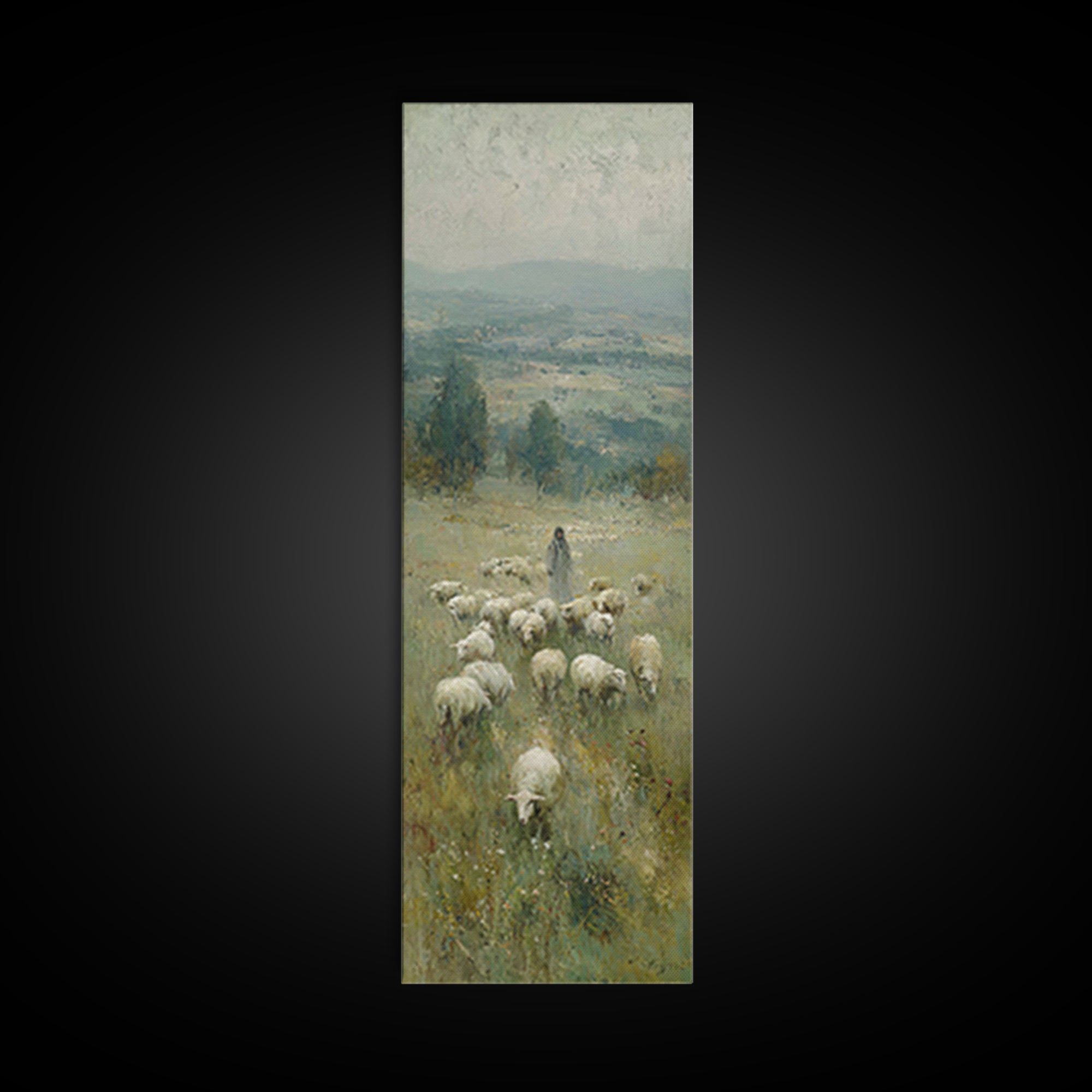 Quiet Pasture Lord | Framed Canvas Print | Christian Wall Art | Christian Art Canvas | Vintage Christian Art | Narrow Art | Christian Gift