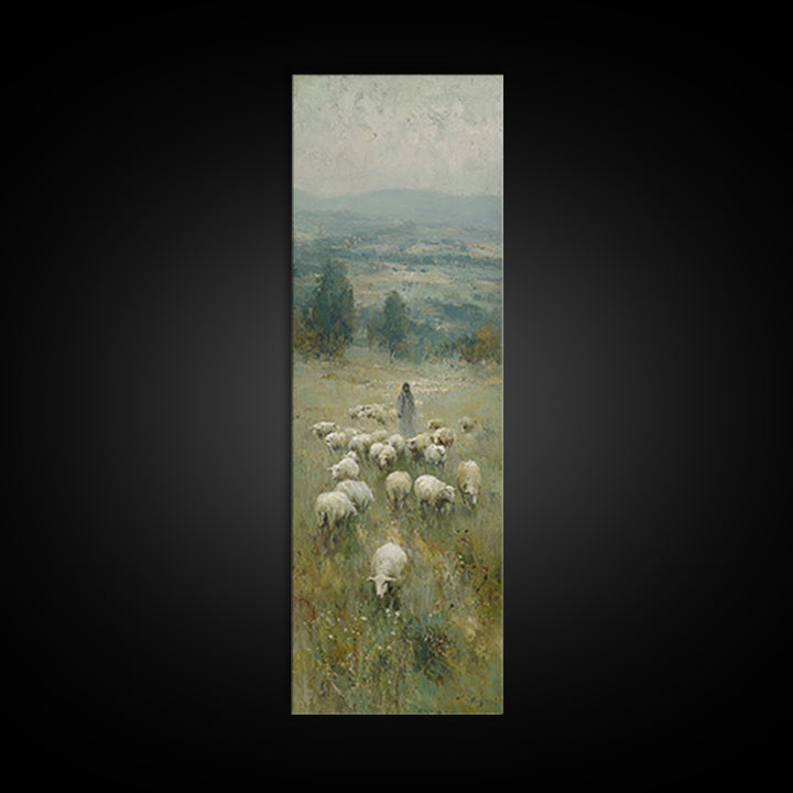 Quiet Pasture Lord | Framed Canvas Print | Christian Wall Art | Christian Art Canvas | Vintage Christian Art | Narrow Art | Christian Gift