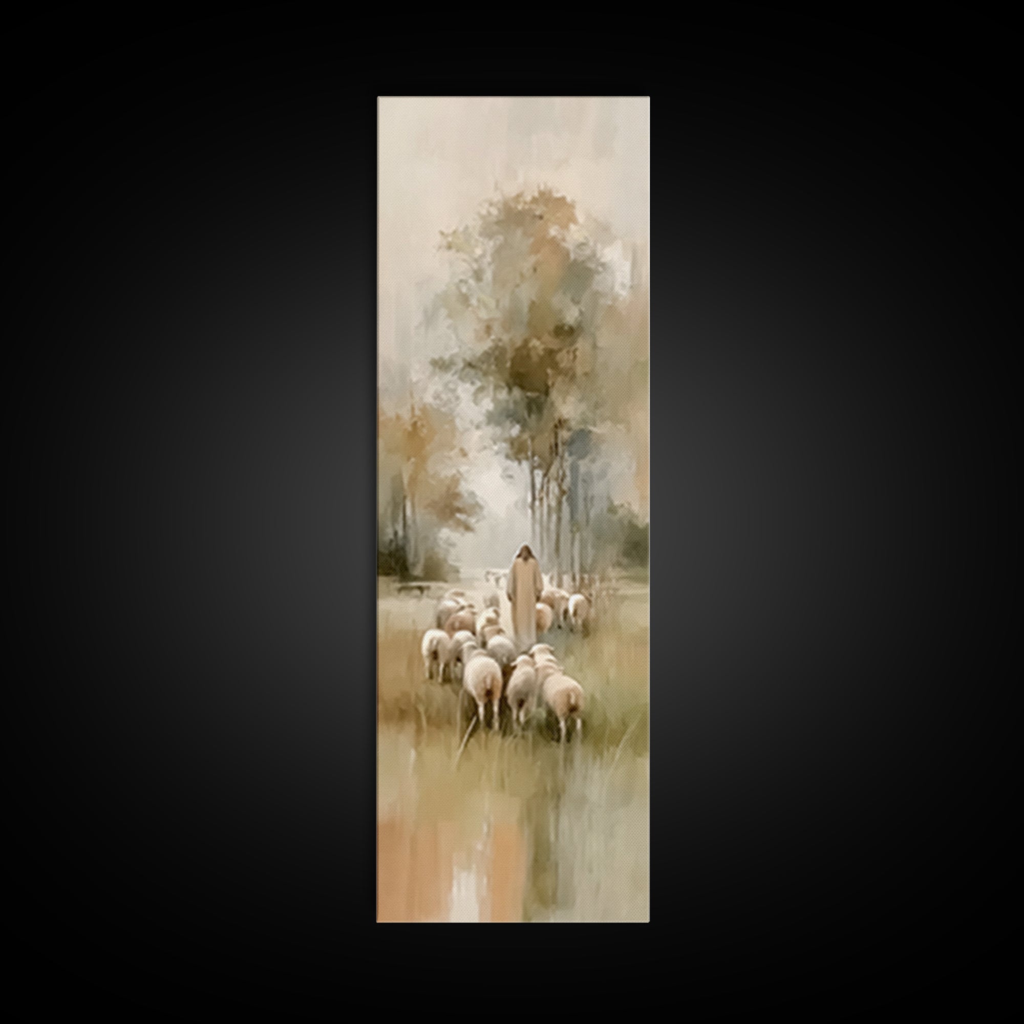 Pastoral Light Way | Framed Canvas Print | Christian Art Canvas | Christian Painting | Skinny Art | Christian Wall Art