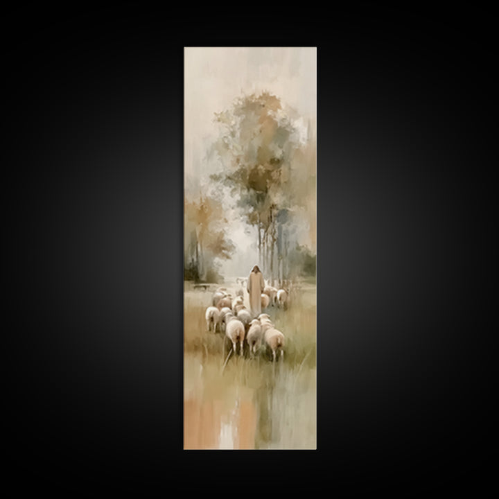 Pastoral Light Way | Framed Canvas Print | Christian Art Canvas | Christian Painting | Skinny Art | Christian Wall Art