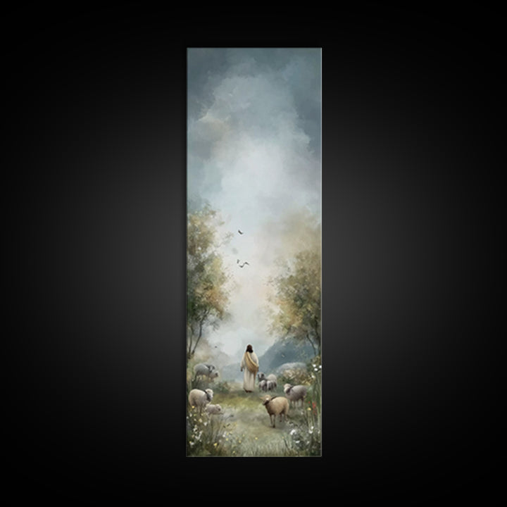Graceful Shepherd Path, Framed Canvas Print, Christian Wall Art, Jesus Painting, Narrow Art, Christian Art Canvas, Christian Gift Ideas