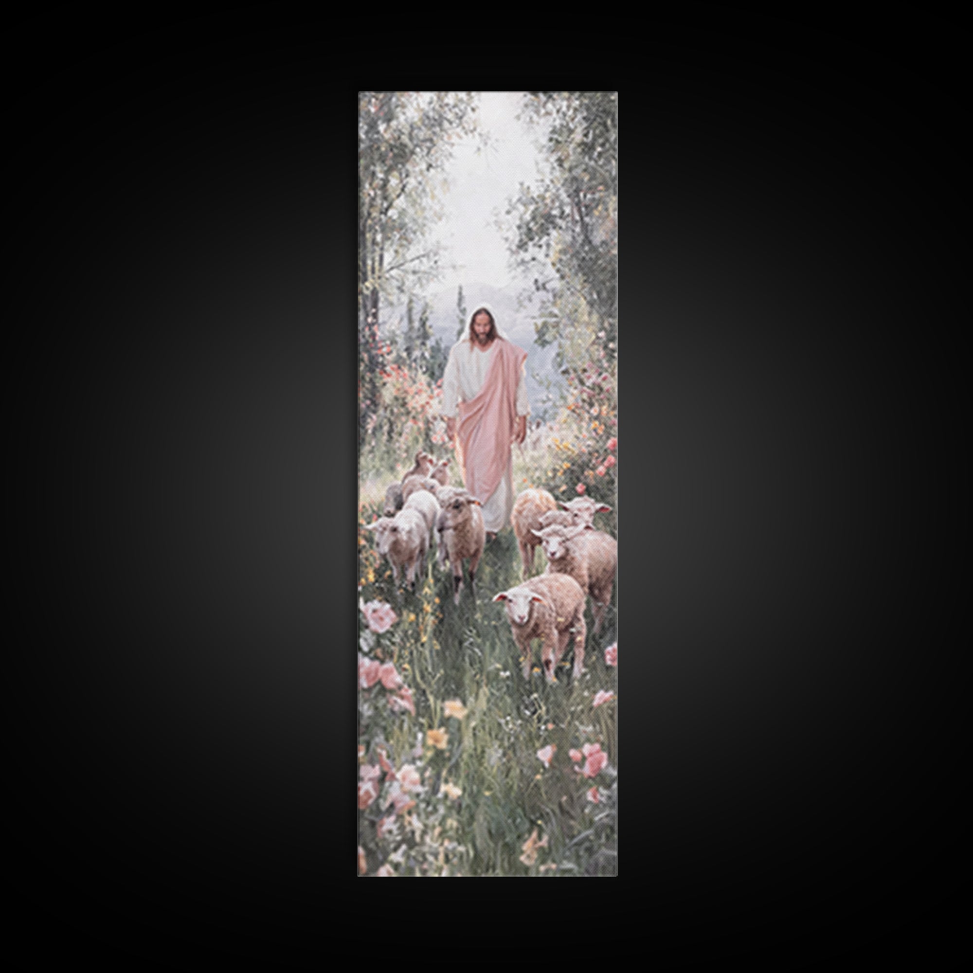 Garden Of Mercy | Framed Canvas Print | Christian Art Work | Jesus Painting | Narrow Art | Christian Christmas Art | Christian Decor