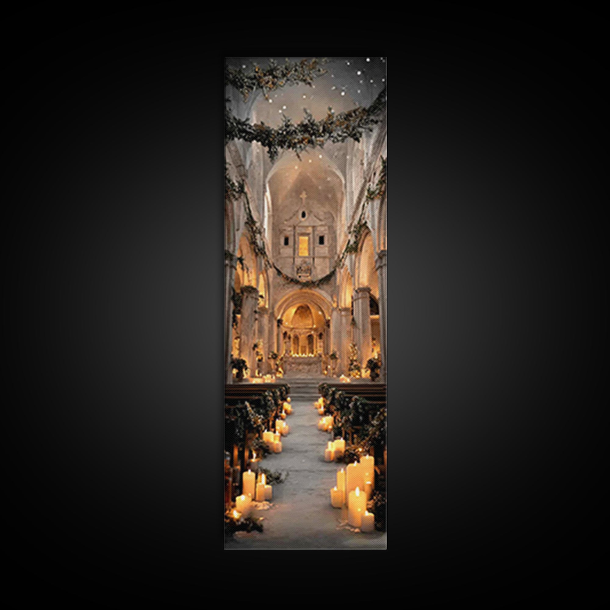 Everlasting Cathedral Light – Framed Canvas Print – Narrow Art – Christian Wall Art – Christian Art Canvas – Christmas Art – Christian Deco