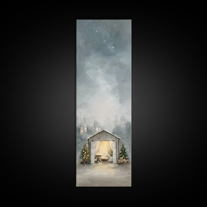 Starry Night Cradle – Framed Canvas Print – Christian Wall Art – Christian Art Canvas – Christmas Art – Jesus Painting – Christian Christma