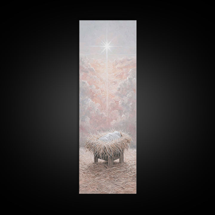 Heavenly Manger Light – Framed Canvas Print – Jesus Painting – Christmas Art – Christian Christmas Art – Christian Art Canvas – Christian W