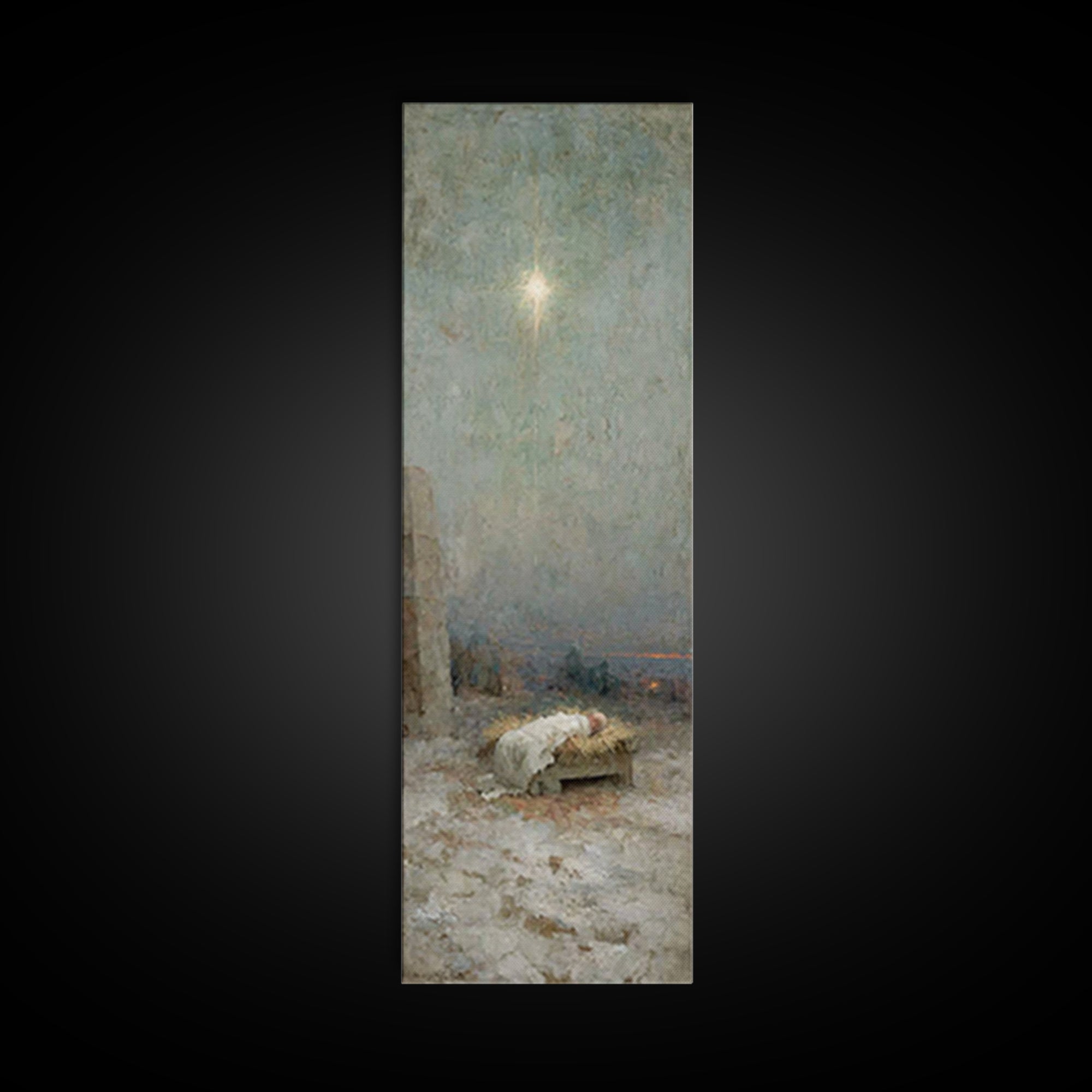 Holy Stable Peace – Framed Canvas Print – Bible Art – Christmas Art – Christian Art Canvas – Christian Wall Art – Jesus Painting – Christia