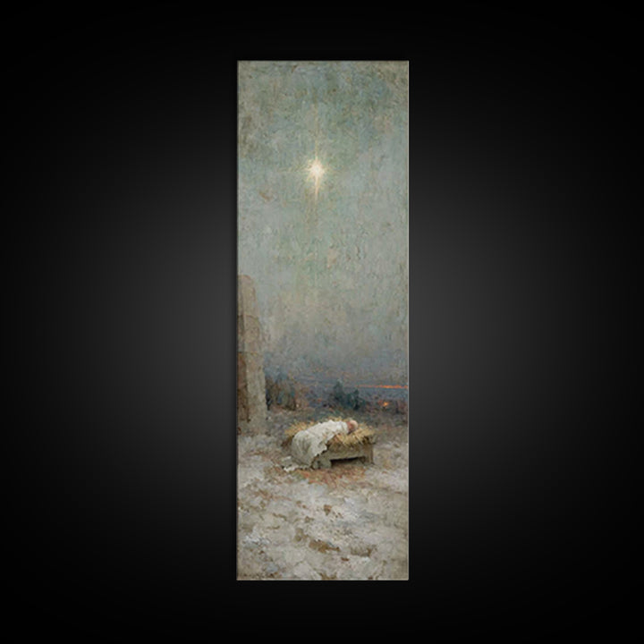 Holy Stable Peace – Framed Canvas Print – Bible Art – Christmas Art – Christian Art Canvas – Christian Wall Art – Jesus Painting – Christia