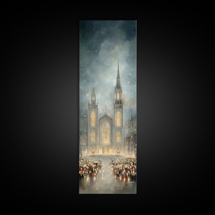 Soft Advent Gathering – Framed Canvas Print – Tall Skinny Art Print – Christian Art Canvas – Christian Wall Art – Christmas Art – Christian