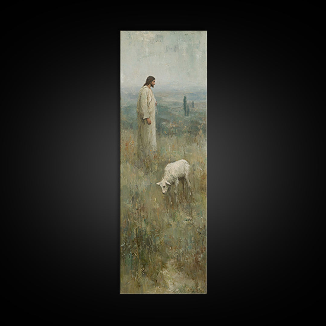Path of Grace, Framed Canvas Print, Tall Skinny Art Print, Christian Wall Art, Jesus Christmas Art, Christian Decorations, Modern Christian