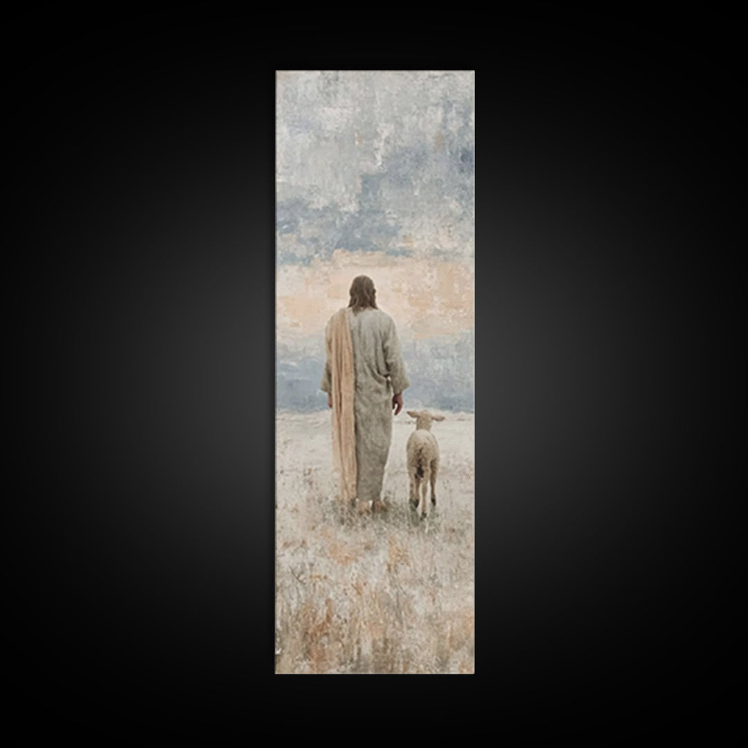 Silent Pastures – Framed Canvas Print – Skinny Art – Christian Art Print – Jesus Painting – Vintage Christian Art – Christian Wall Art