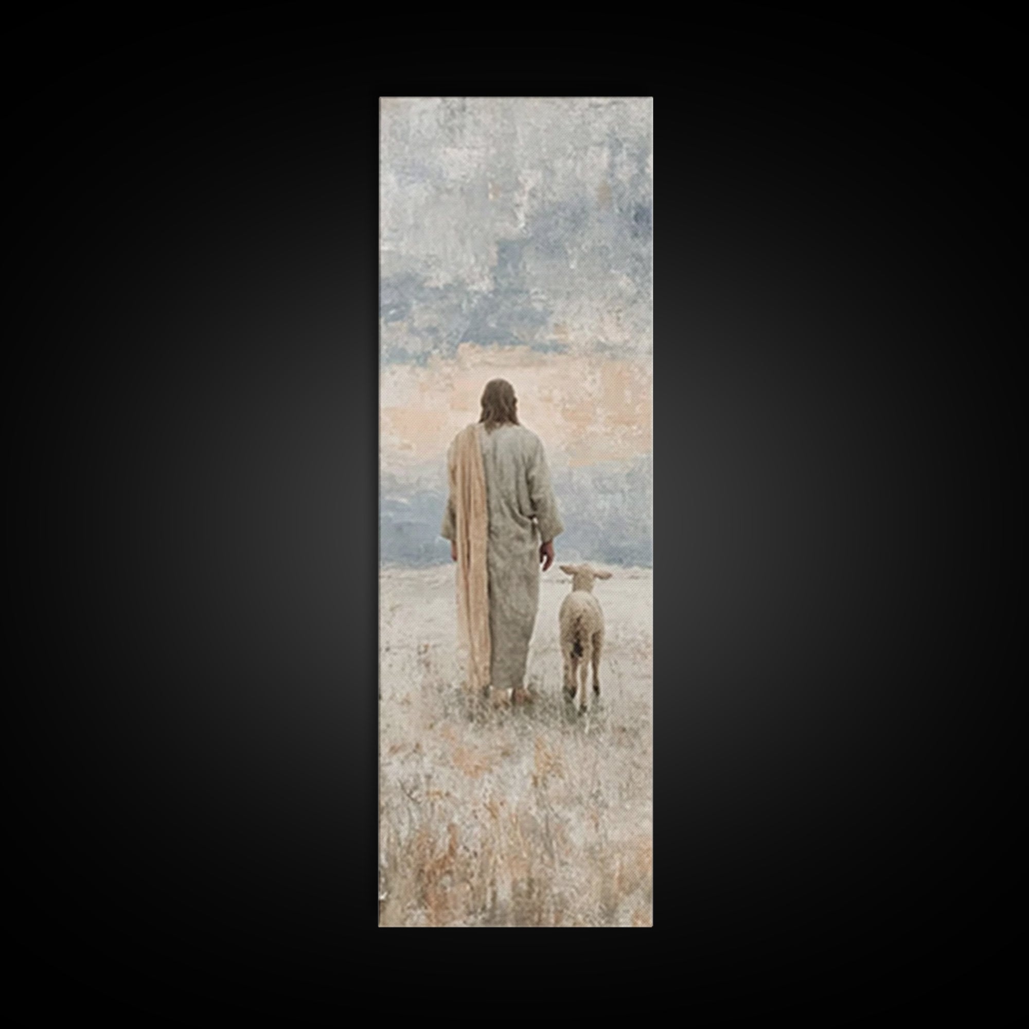 Silent Pastures – Framed Canvas Print – Skinny Art – Christian Art Print – Jesus Painting – Vintage Christian Art – Christian Wall Art
