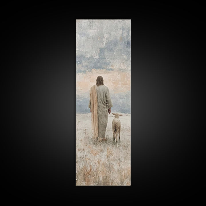 Silent Pastures – Framed Canvas Print – Skinny Art – Christian Art Print – Jesus Painting – Vintage Christian Art – Christian Wall Art