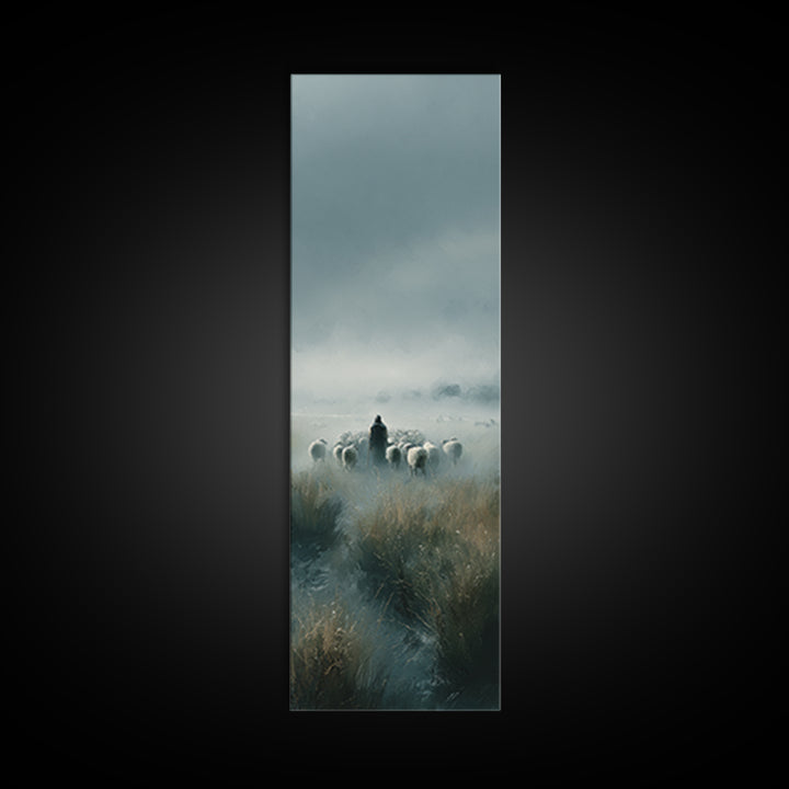 Shepherd’s Vigil – Framed Canvas Print – Tall Narrow Wall Art – Christian Art Canvas – Christian Wall Art – Christian Painting – Christmas