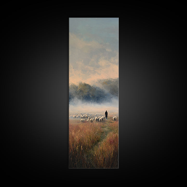 Shepherds At Dawn - Framed Canvas Print - Christian Wall Art - Christian Art Canvas - Jesus Painting - Tall Skinny Art Print - Jesus Art
