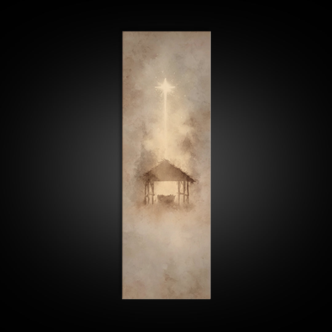 Radiant Hope Star | Framed Canvas Print | Christmas Art | Christian Wall Art | Christian Art Canvas | Skinny Art | Christian Christmas Art