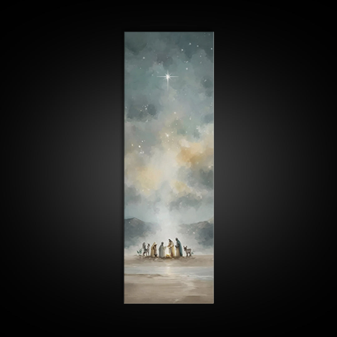 The Guiding Star – Framed Canvas Print – Tall Narrow Wall Art – Christian Wall Art – Christian Art Canvas – Christmas Art