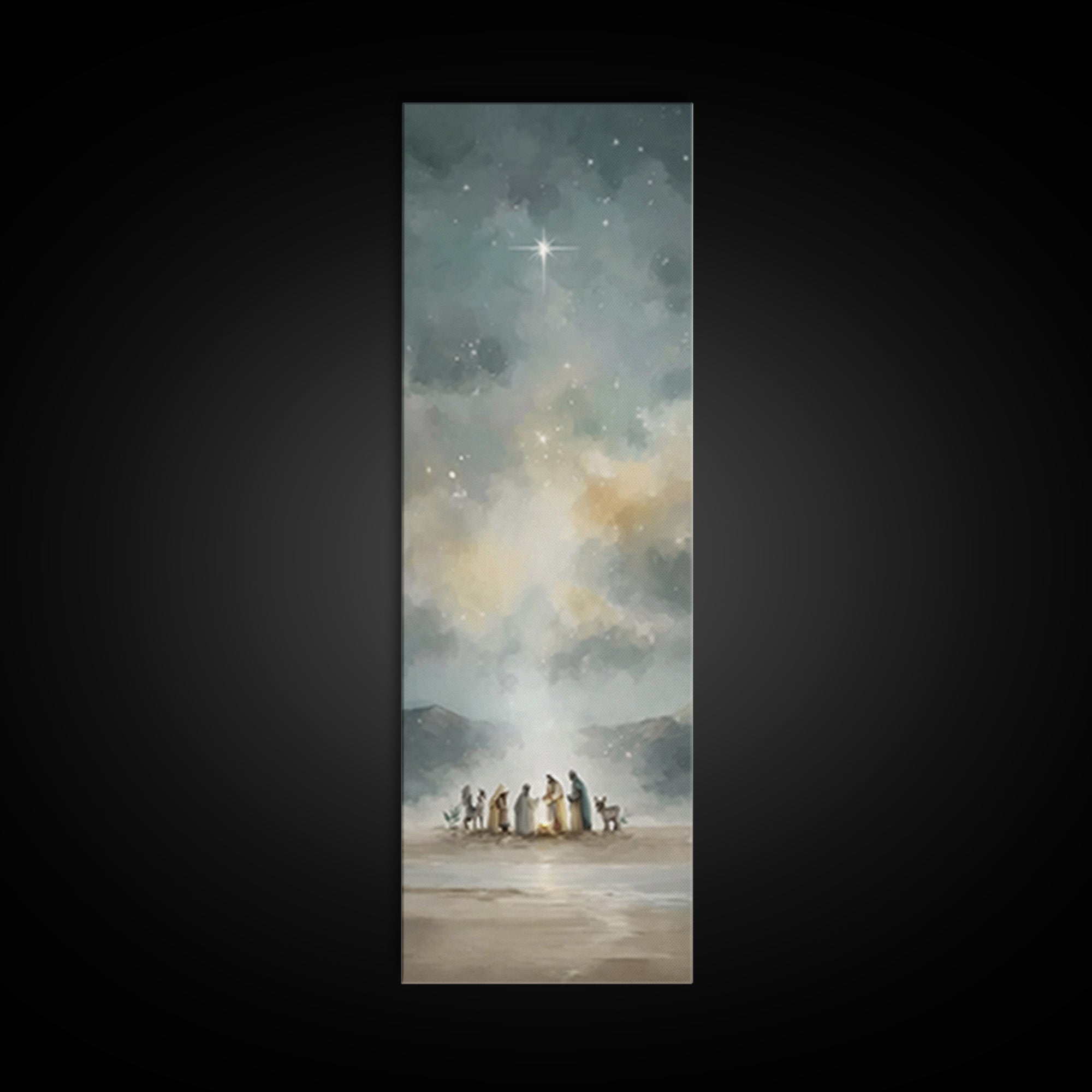 The Guiding Star – Framed Canvas Print – Tall Narrow Wall Art – Christian Wall Art – Christian Art Canvas – Christmas Art