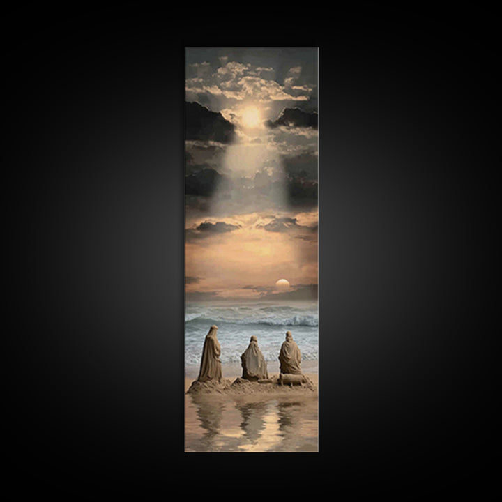 Shepherds At Dawn – Framed Canvas Print – Tall Skinny Art Print – Christian Art – Christian Art Canvas – Christian Christmas Art