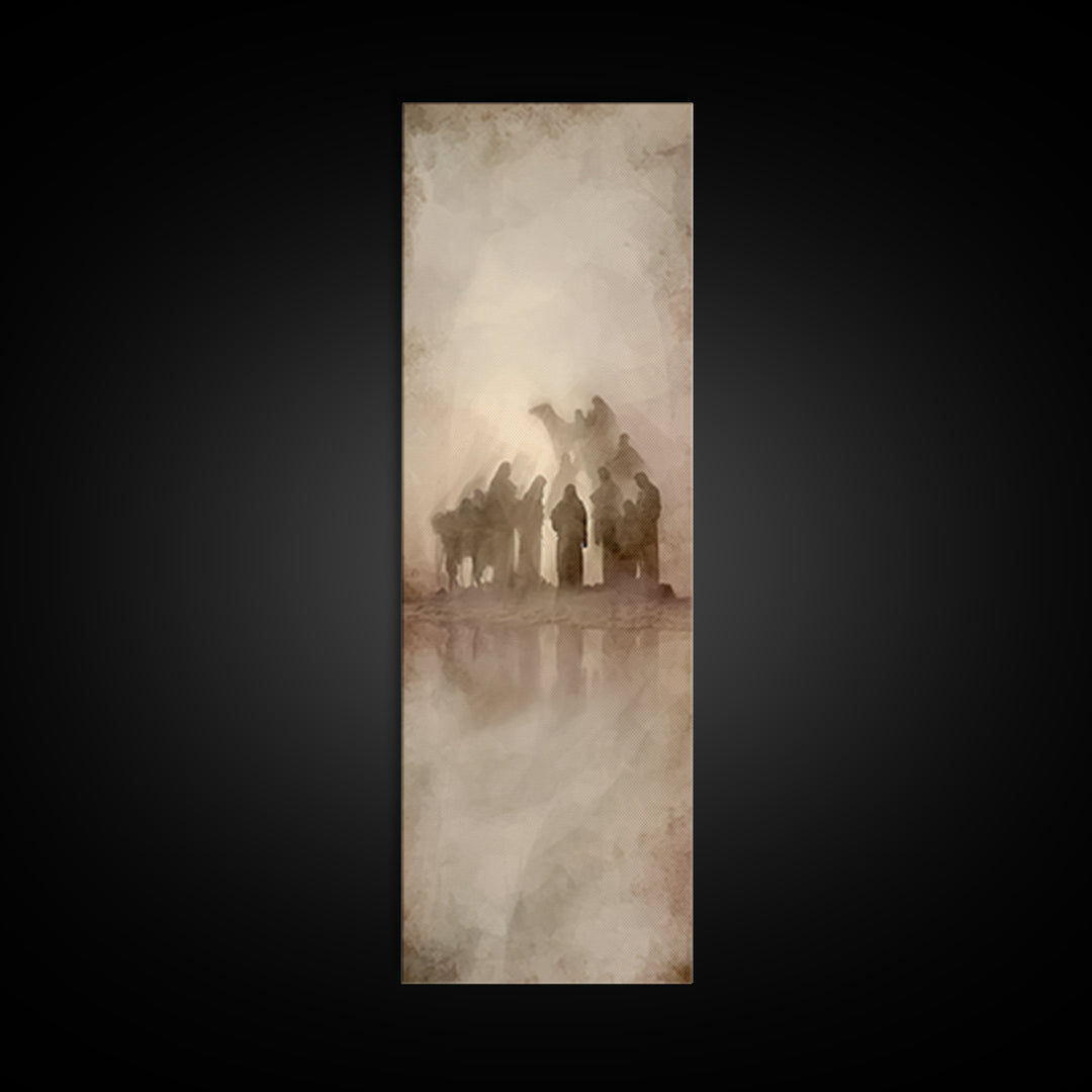 Desert Pilgrims Gathering – Framed Canvas Print – Skinny Art – Christian Art – Christian Art Painting – Christian Christmas Art