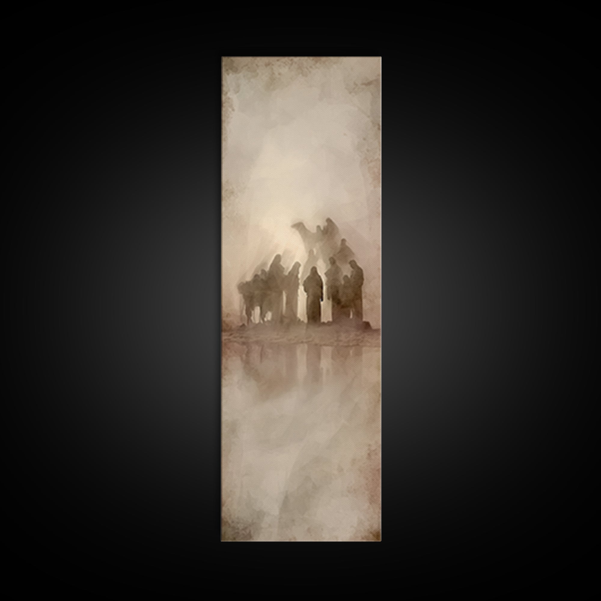 Desert Pilgrims Gathering – Framed Canvas Print – Skinny Art – Christian Art – Christian Art Painting – Christian Christmas Art