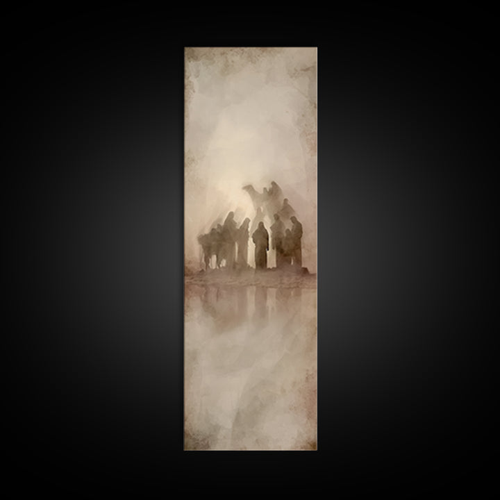 Desert Pilgrims Gathering – Framed Canvas Print – Skinny Art – Christian Art – Christian Art Painting – Christian Christmas Art