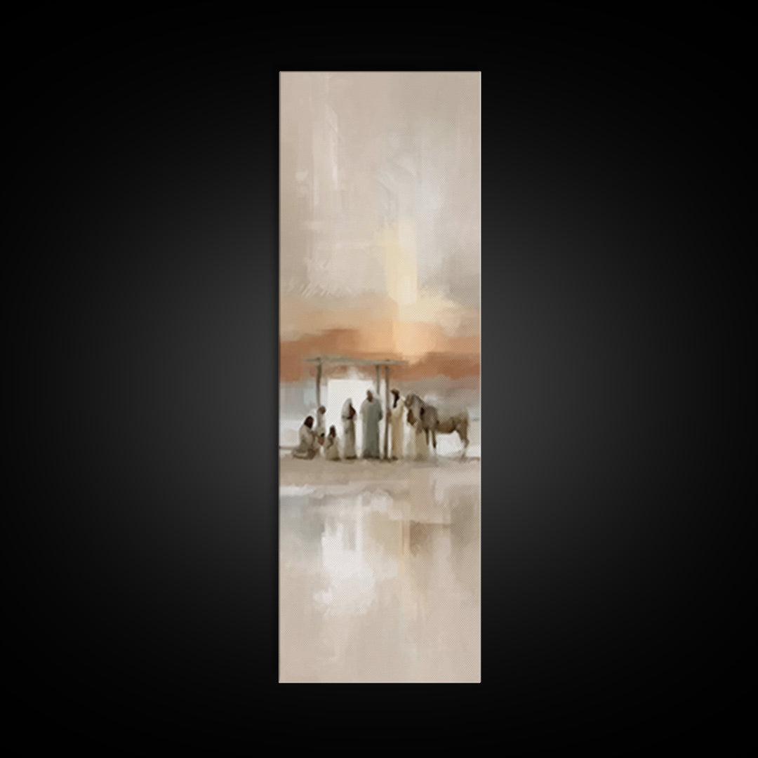 Sacred Journey – Framed Canvas Print – Tall Skinny Art Print – Christian Wall Art – Vintage Christian Art – Christmas Art