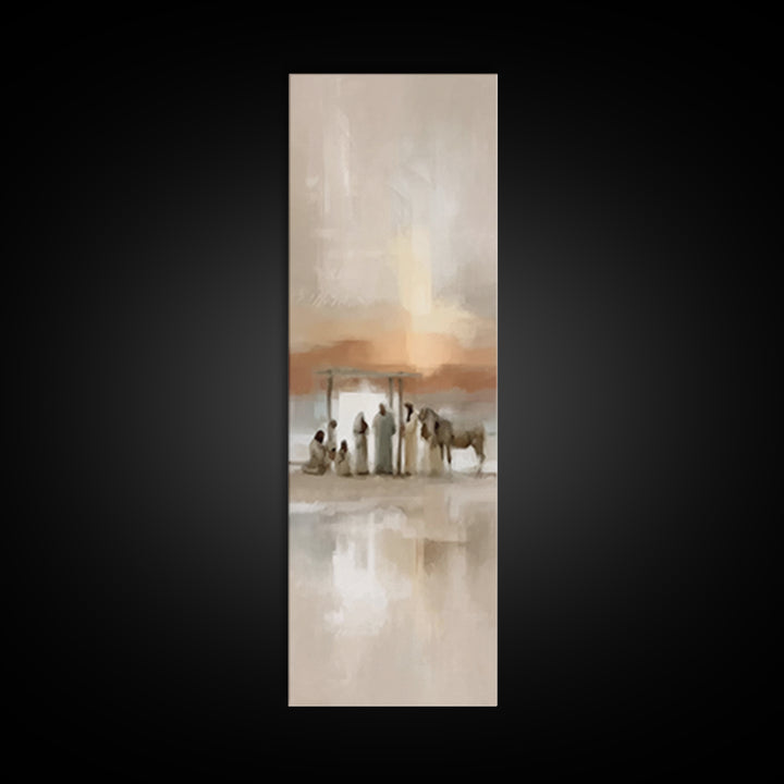 Sacred Journey – Framed Canvas Print – Tall Skinny Art Print – Christian Wall Art – Vintage Christian Art – Christmas Art