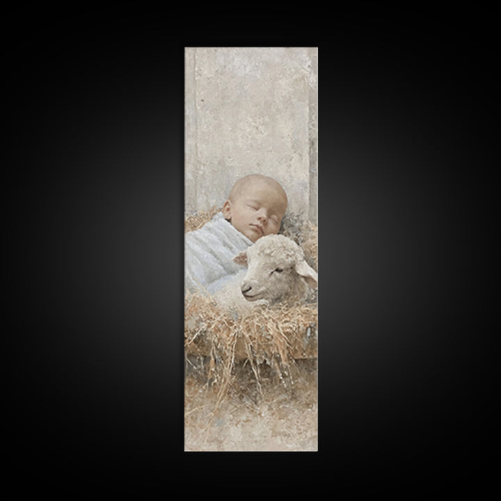 Cradle Of Peace – Framed Canvas Print – Tall Skinny Art Print – Christian Art – Christian Art Canvas – Christmas Wall Art