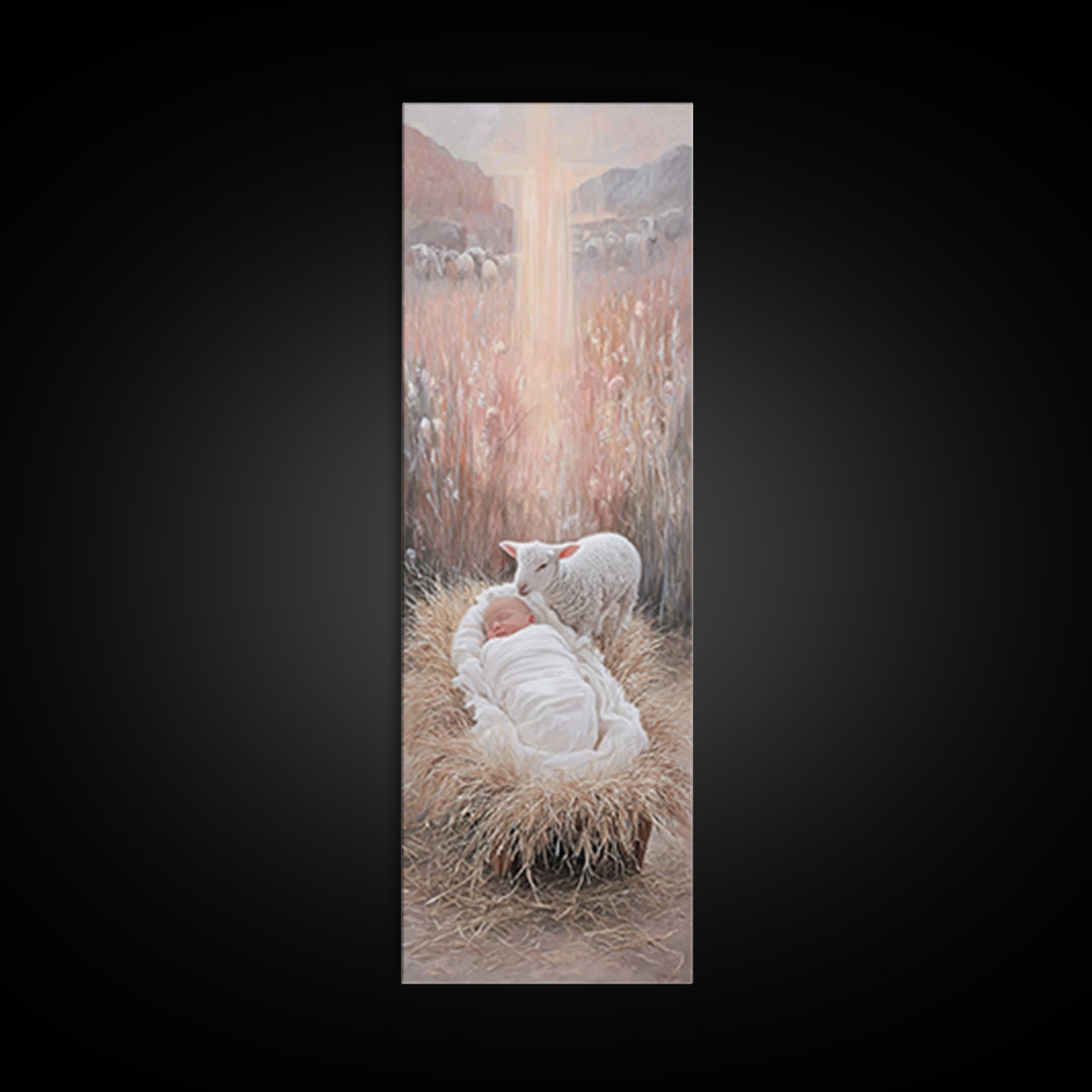 The Starry Stable – Framed Canvas Print – Narrow Art – Christian Art Canvas – Christmas Art – Christian Wall Art