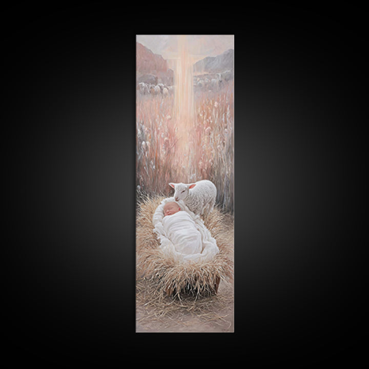 The Starry Stable – Framed Canvas Print – Narrow Art – Christian Art Canvas – Christmas Art – Christian Wall Art
