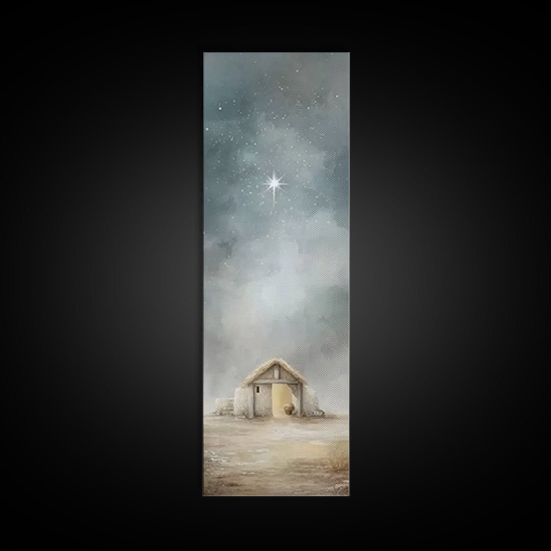 Bethlehem Shelter Hope – Framed Canvas Print – Skinny Art – Christian Wall Art – Christian Art Painting – Christmas Art