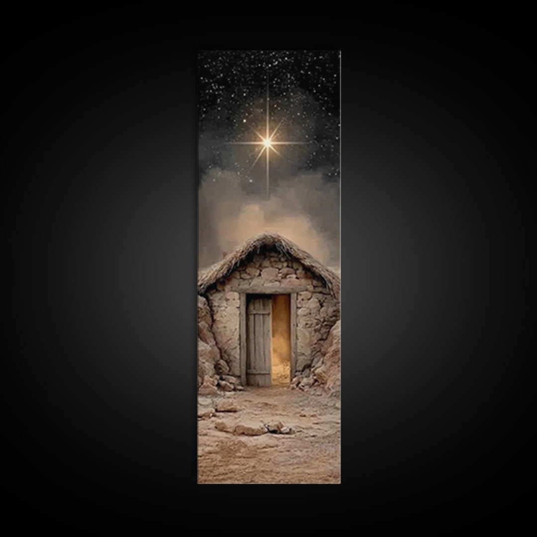 Star Over Bethlehem – Framed Canvas Print – Narrow Art – Christian Art Print – Christian Wall Art – Christmas Art
