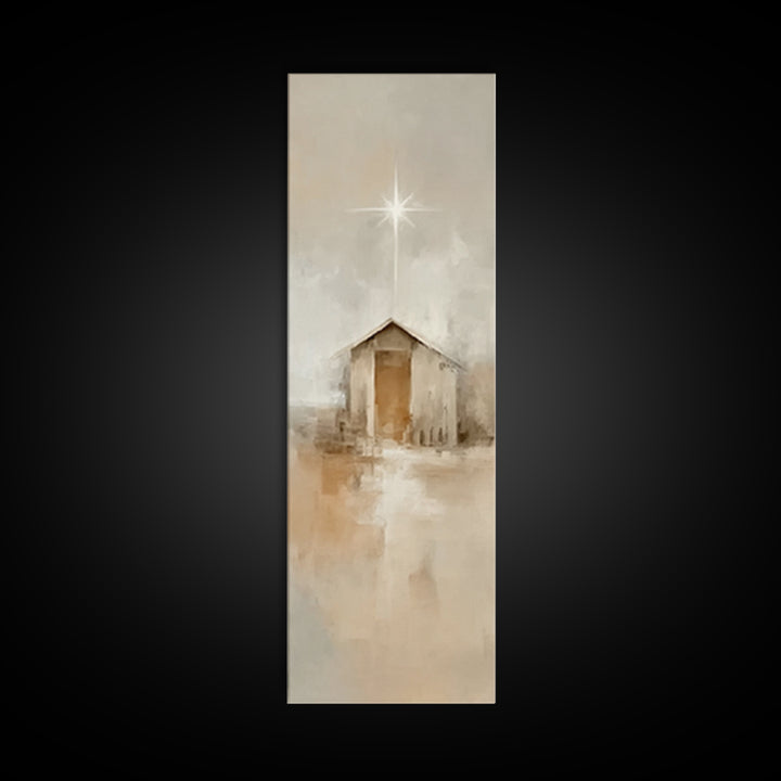Silent Holy Shelter – Framed Canvas Print – Tall Narrow Wall Art – Christian Christmas Art – Christian Art Canvas – Christian Art Prints