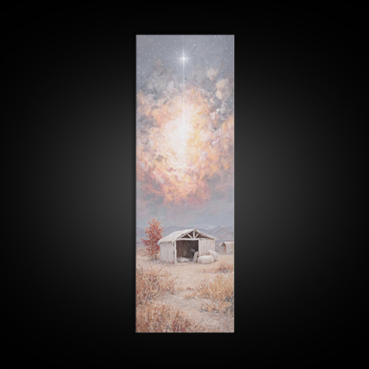 The Guiding Star – Framed Canvas Print – Christian Wall Art – Jesus Painting – Christian Christmas Art – Tall Narrow Wall Art