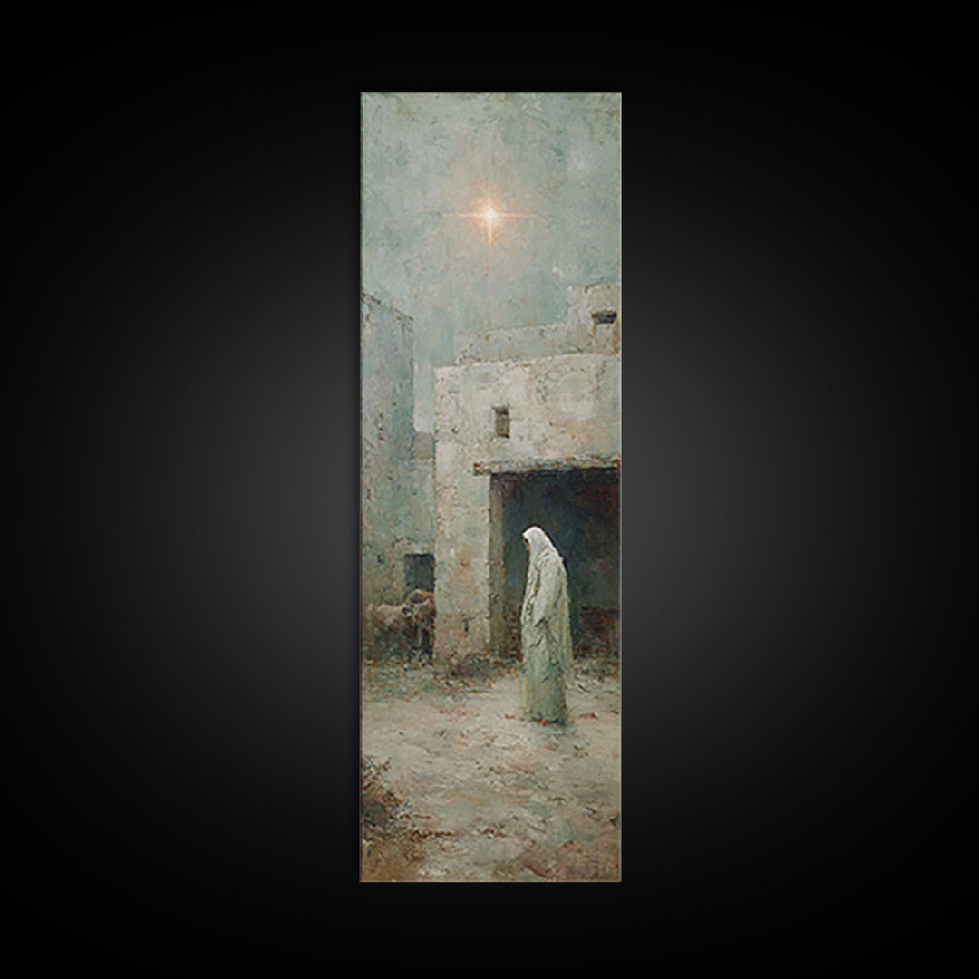 Bethlehem Dawn Path | Framed Canvas Print | Christian Wall Art | Jesus Painting | Narrow Art | Christian Christmas Art | Christian Art Canv