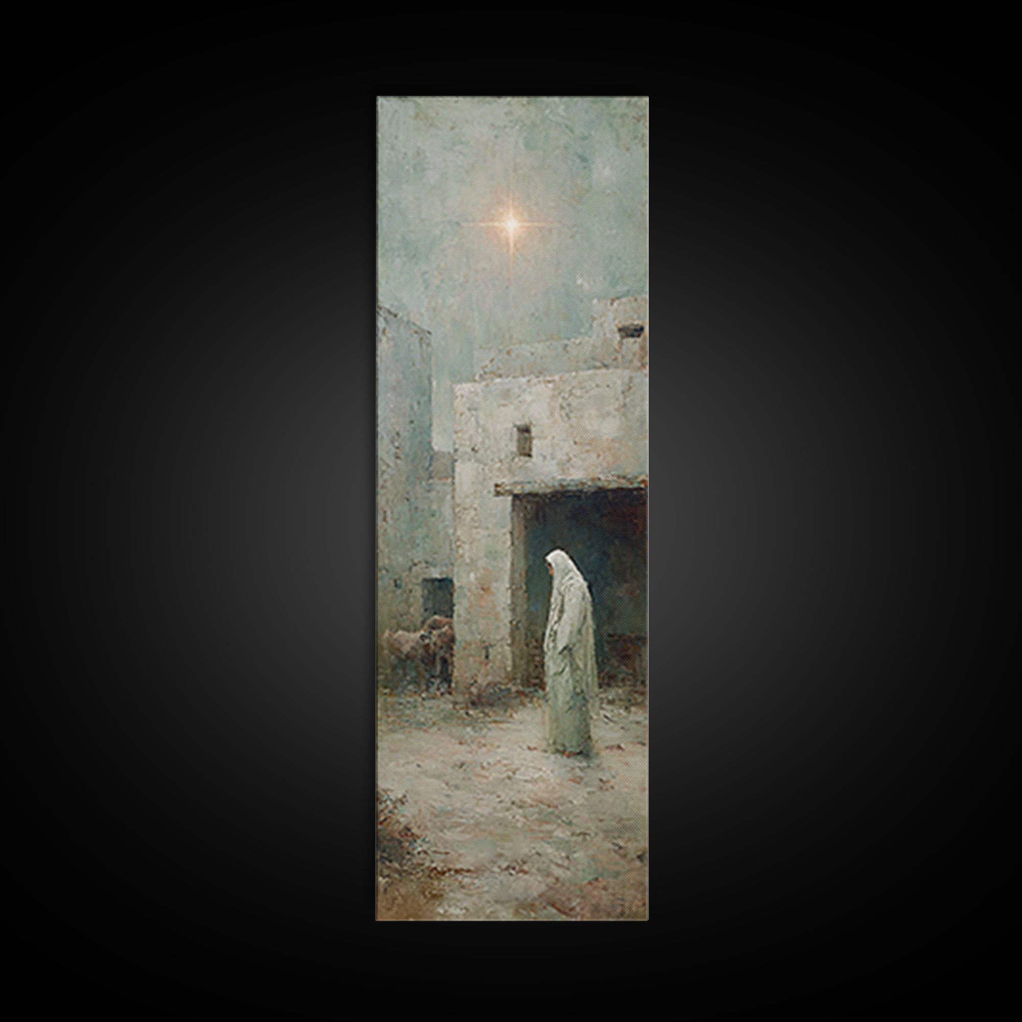 Bethlehem Dawn Path | Framed Canvas Print | Christian Wall Art | Jesus Painting | Narrow Art | Christian Christmas Art | Christian Art Canv