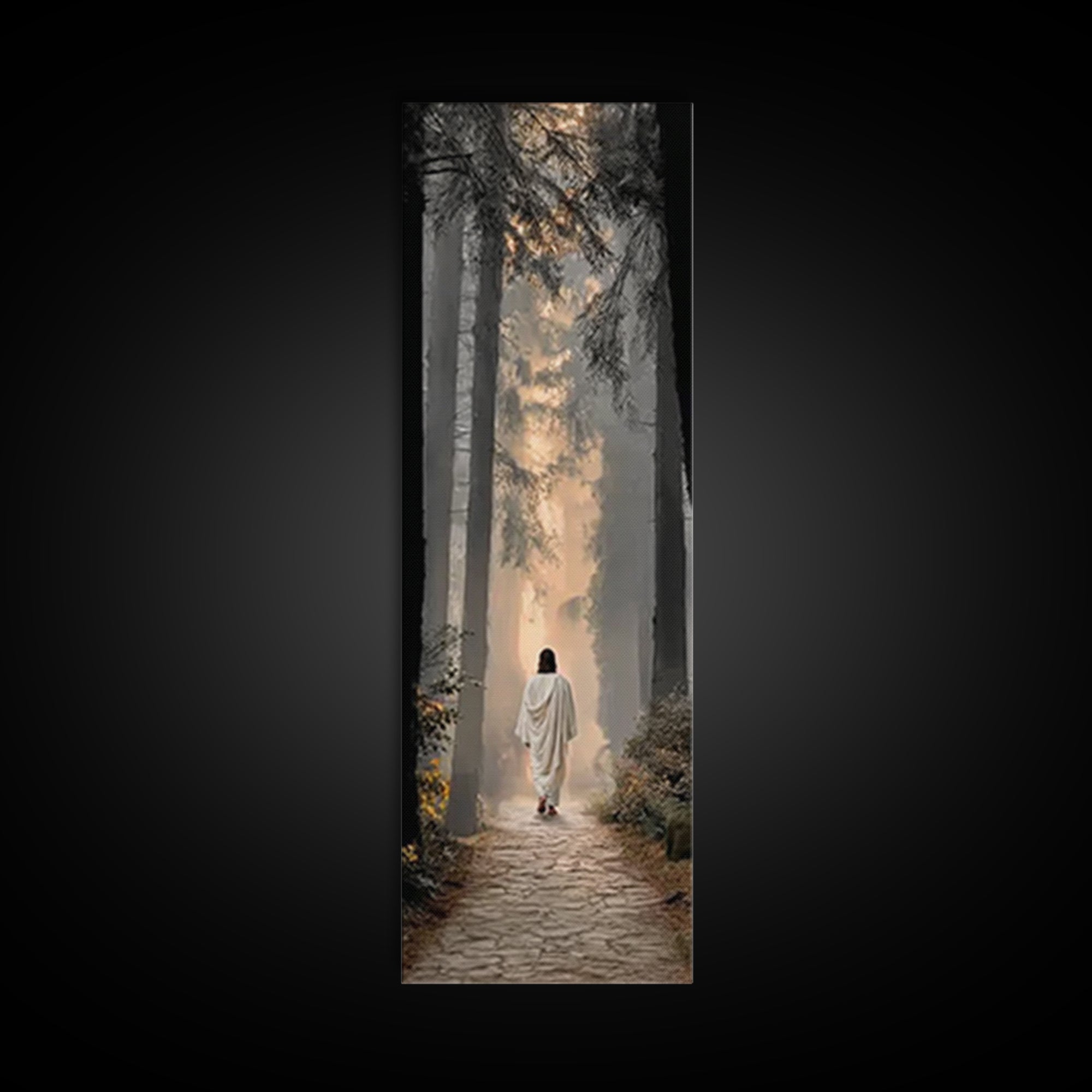 Forest Of Mercy, Framed Canvas Print, Christian Wall Art, Jesus Painting, Tall Narrow Wall Art, Christian Art Canvas, Christian Christmas A