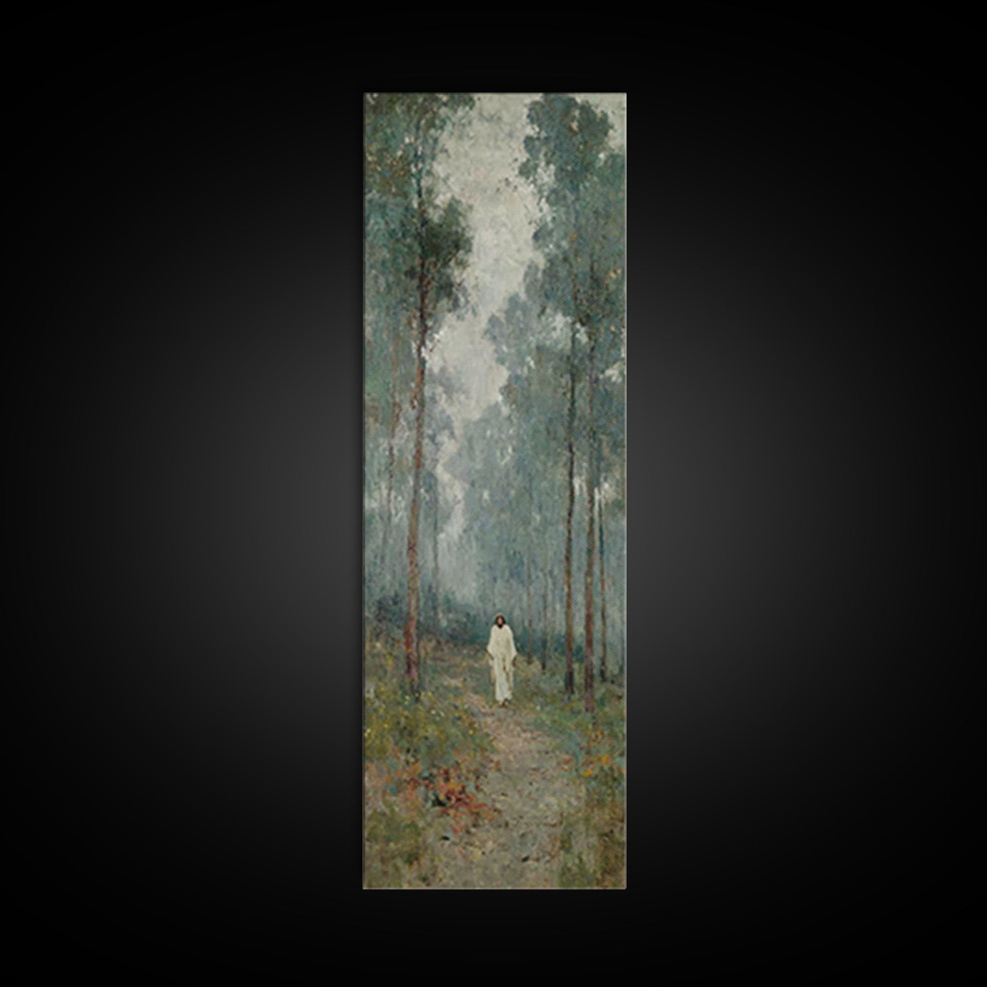 Morning Hope Trail | Framed Canvas Print | Christian Art | Christian Art Canvas | Narrow Art | Jesus Painting | Christian Christmas Art