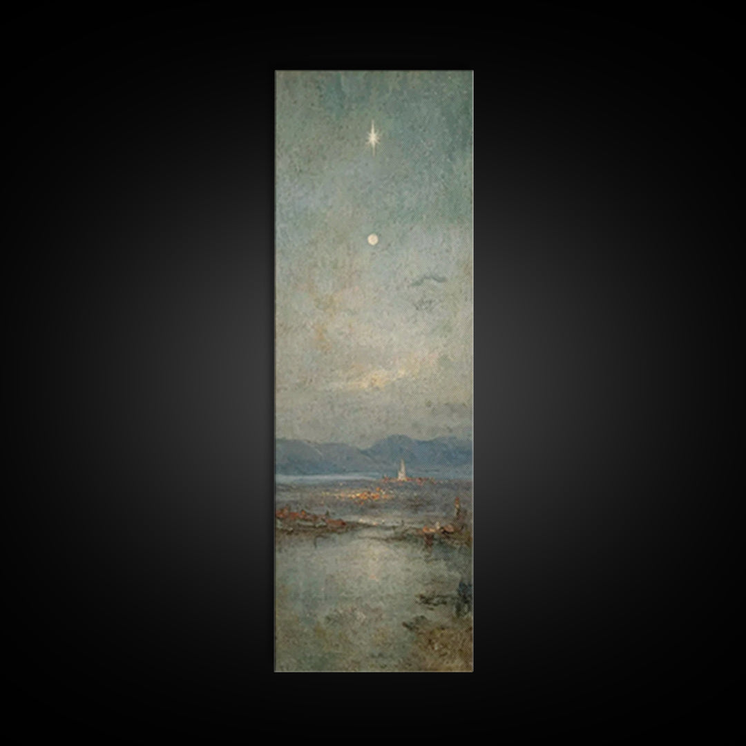 Bethlehem Night Star – Framed Canvas Print – Tall Narrow Wall Art – Christian Christmas Art – Christian Art Canvas – Christian Wall Art – C